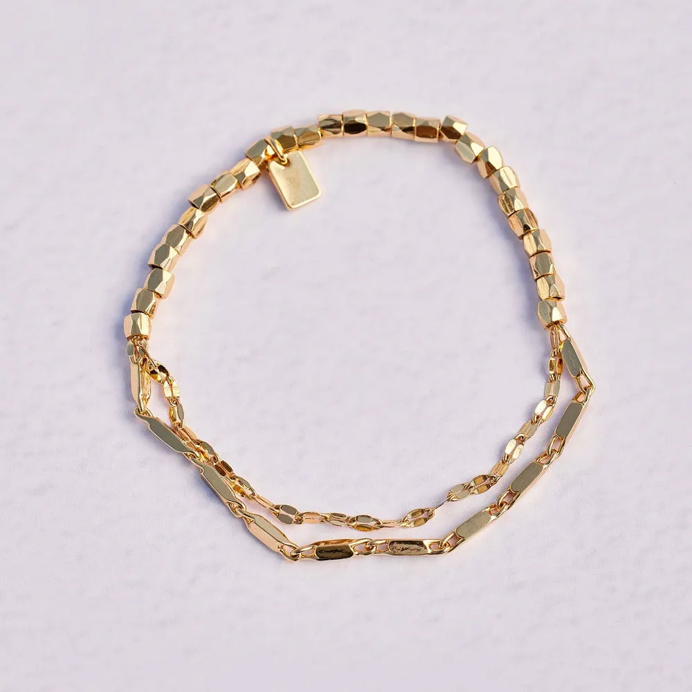 Gold Chain & Beaded Stretch Bracelet