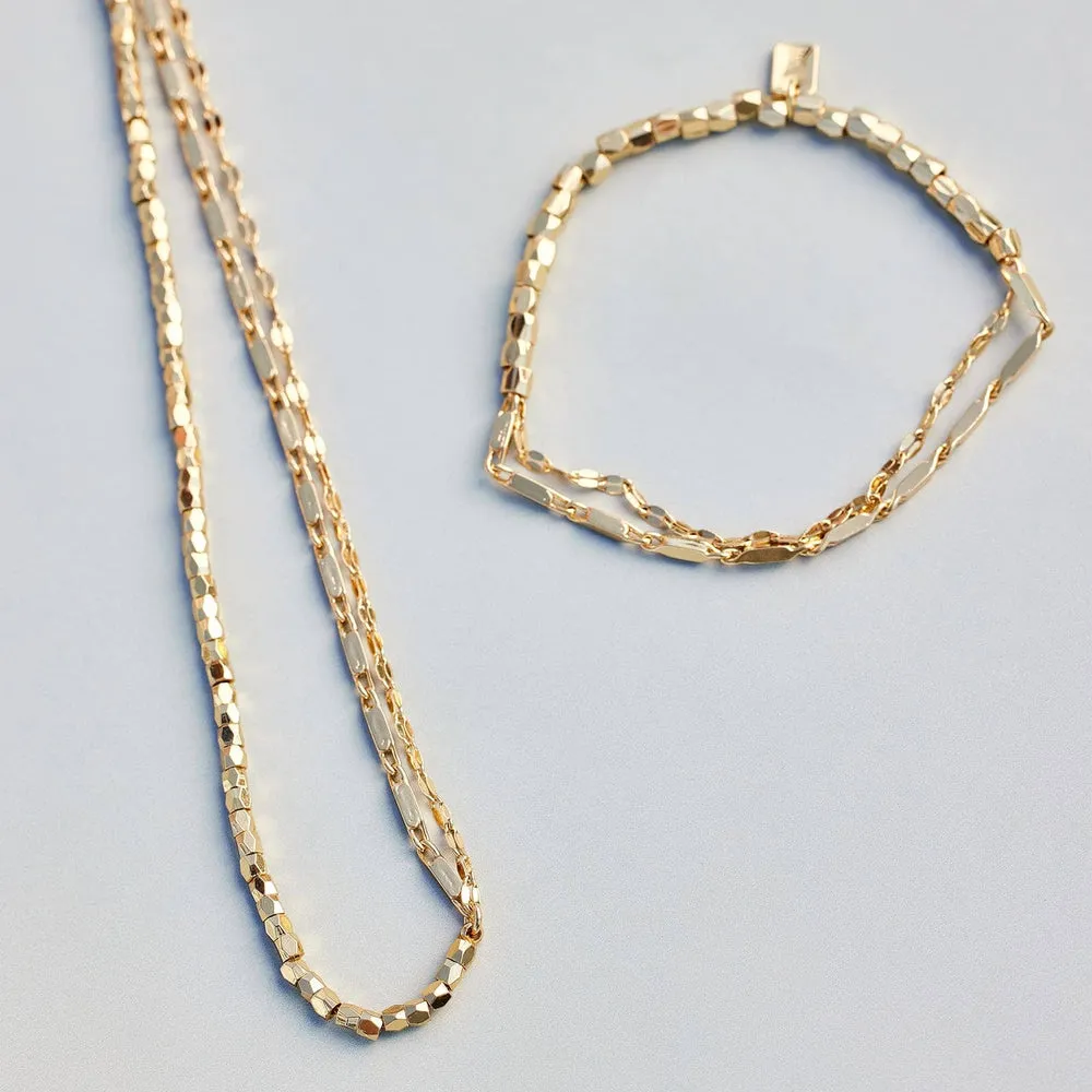 Gold Chain & Beaded Stretch Bracelet