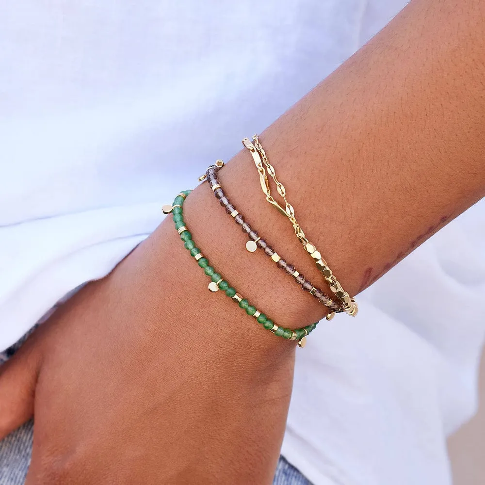 Gold Chain & Beaded Stretch Bracelet