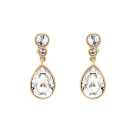 Gold Crystal Teardrop Clip Earrings