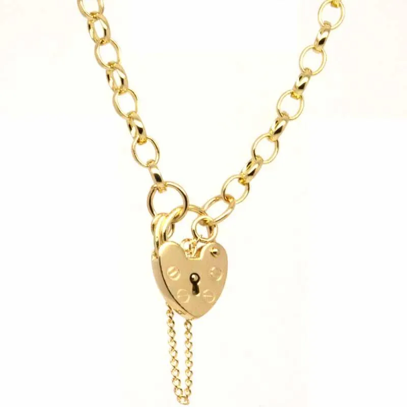 Gold Oval belcher charm bracelet with padlock
