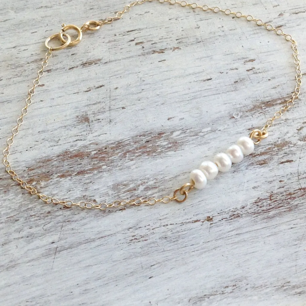 Gold Pearl Wedding Bride Bracelet