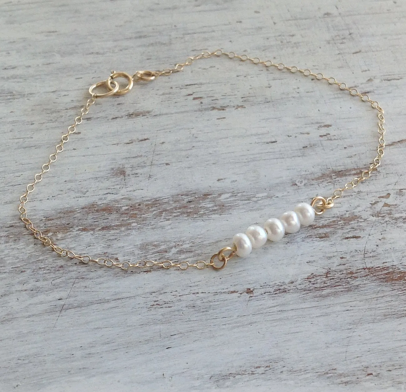 Gold Pearl Wedding Bride Bracelet
