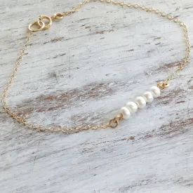 Gold Pearl Wedding Bride Bracelet
