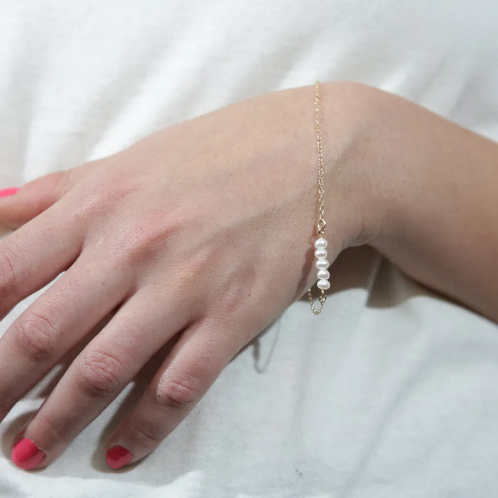 Gold Pearl Wedding Bride Bracelet
