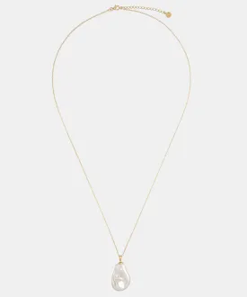 Gold Plated Silver Necklace for Women with Organic Pearl, 20mm Wild Pearl, 15.7" Length, Keila Collection