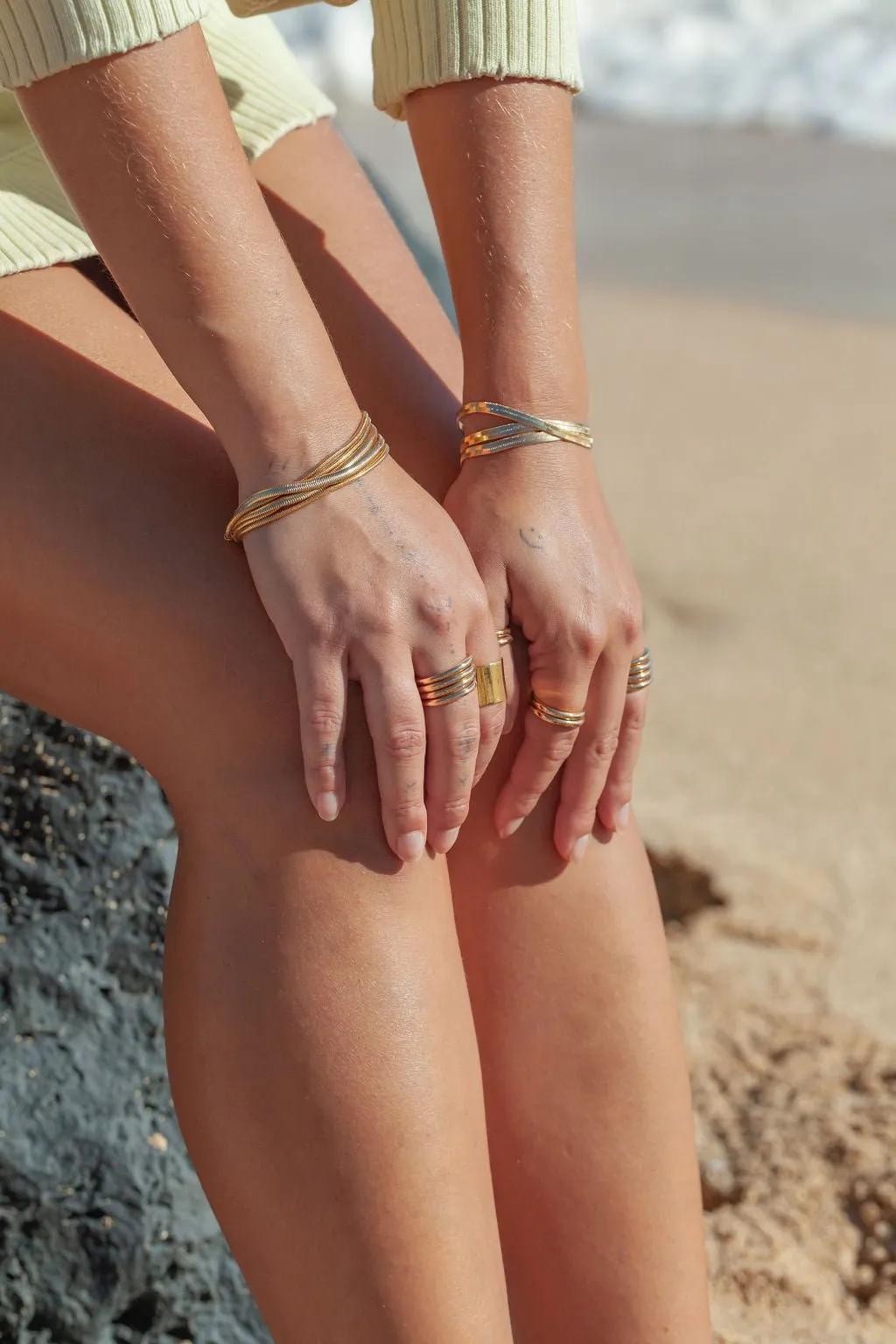 Gold Snake Herringbone Bracelet - Kūha'o