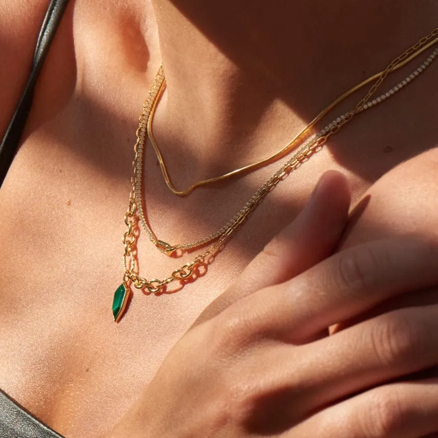Gold Sparkle Chain Interlock Necklace
