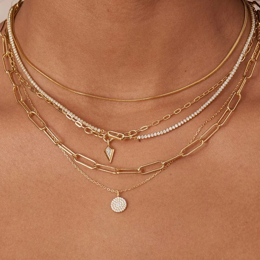 Gold Sparkle Chain Interlock Necklace
