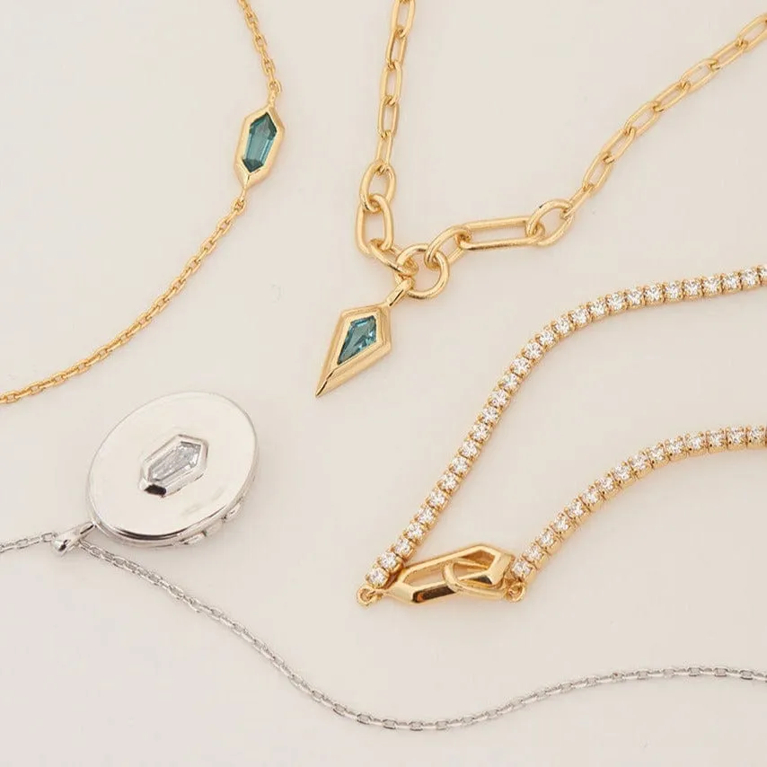 Gold Sparkle Chain Interlock Necklace