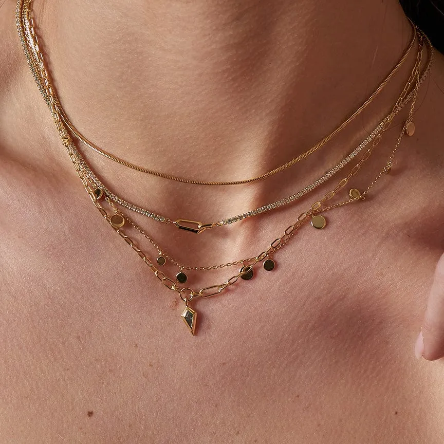 Gold Sparkle Chain Interlock Necklace