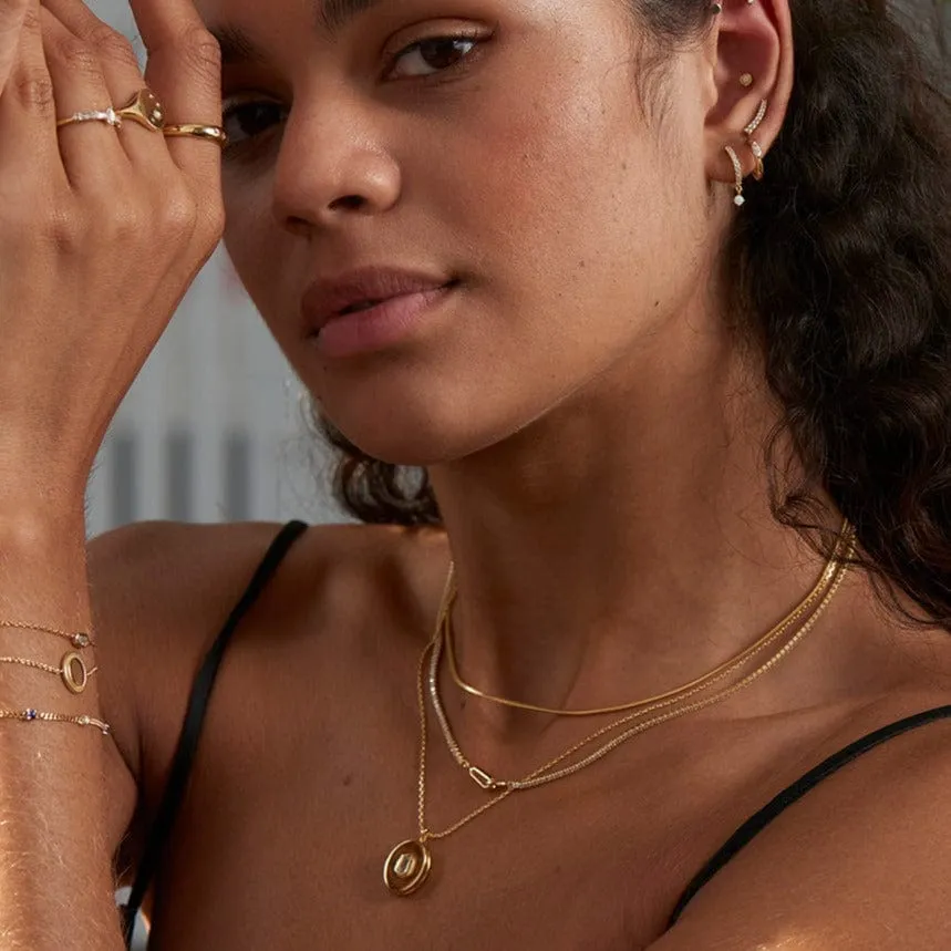 Gold Sparkle Chain Interlock Necklace