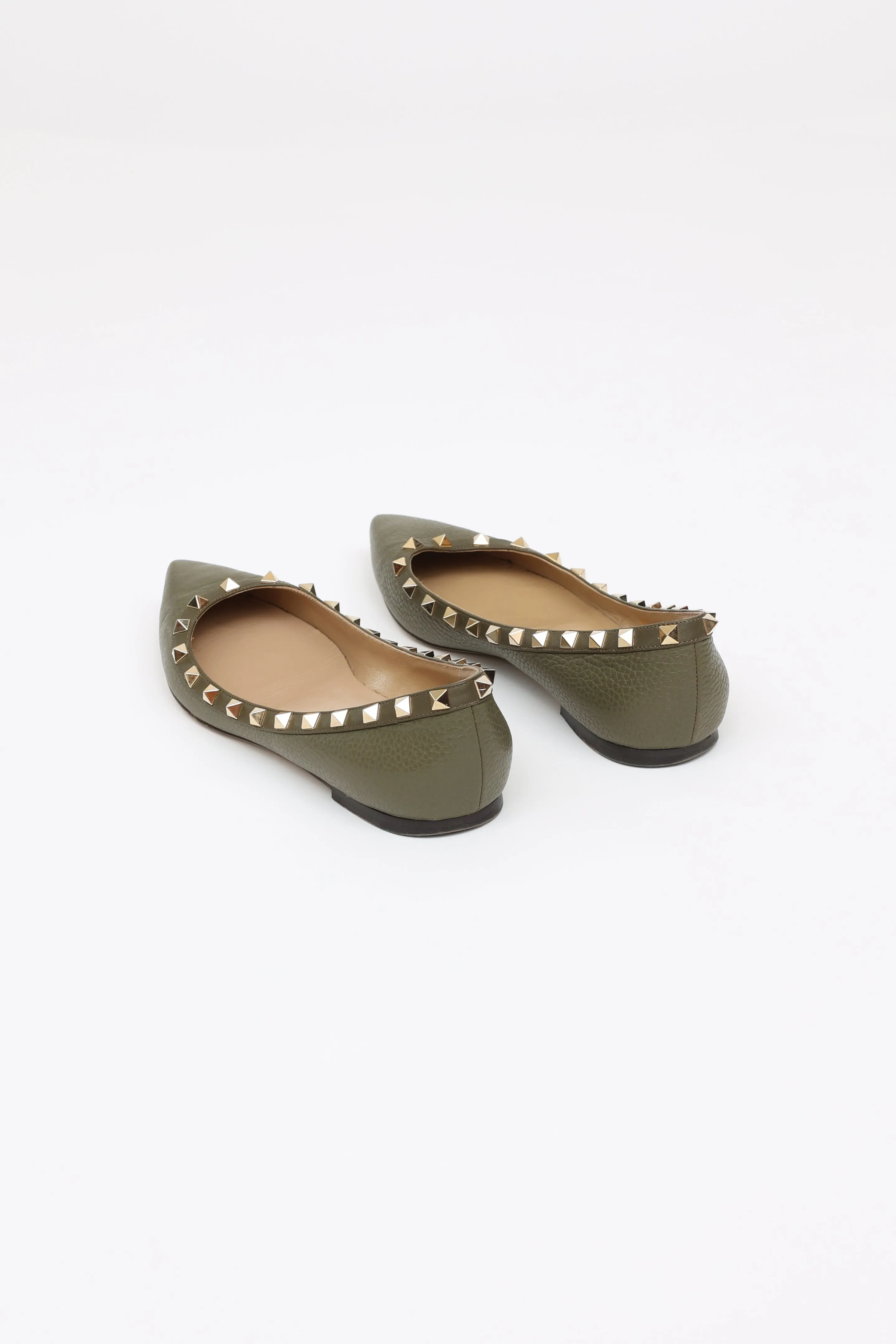 Green Rockstud Flats
