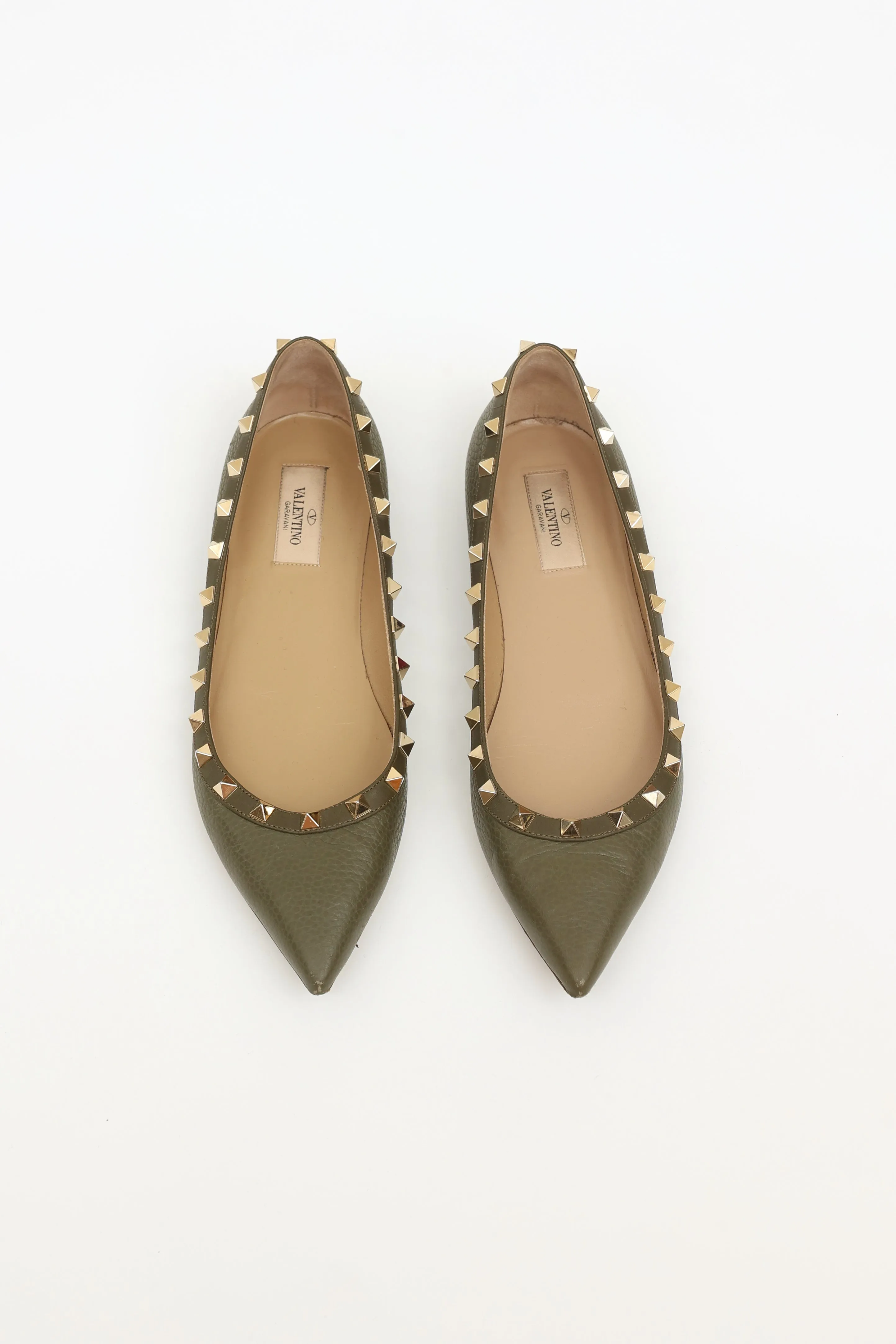 Green Rockstud Flats