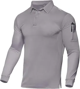 Haimont Men's Performance Dry Fit Polo Shirt Short and Long Sleeve Golf Collared T-Shirts for Tactical Outdoor Hiking