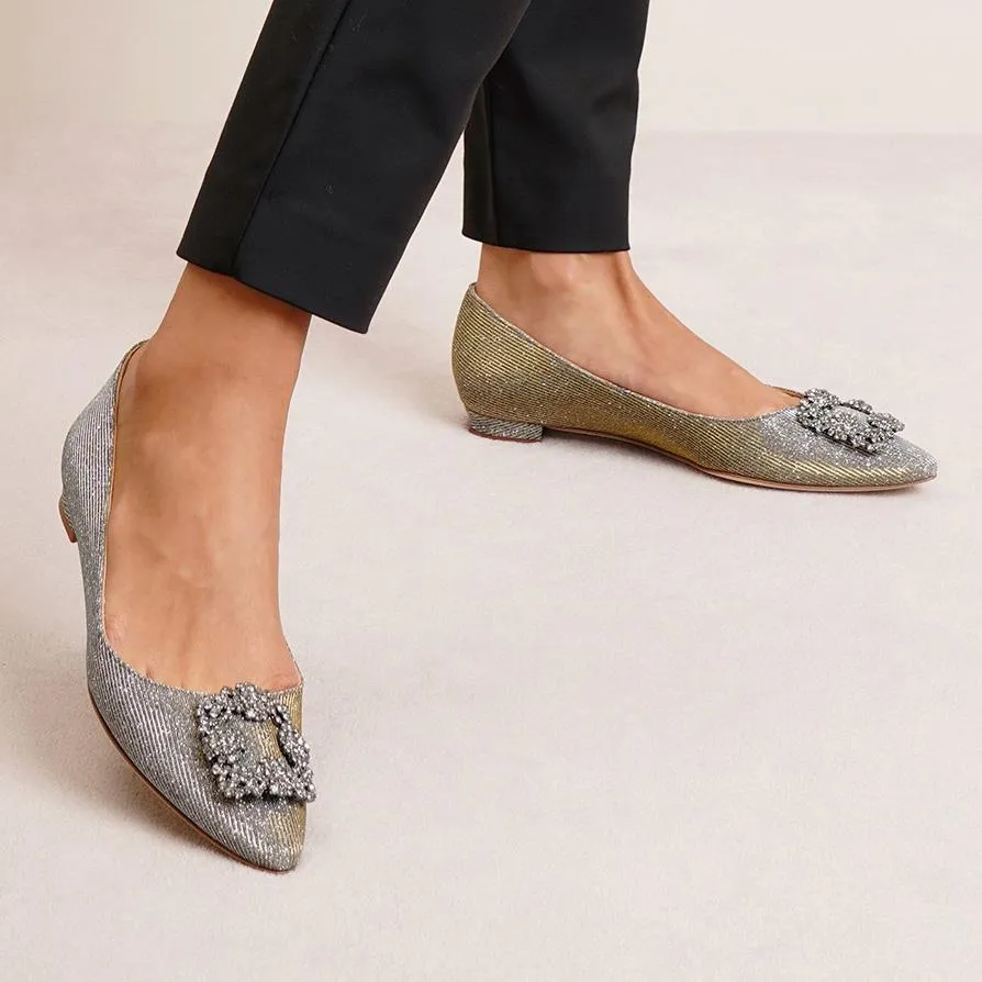 Hangisi flat dark gold glitter ballerinas
