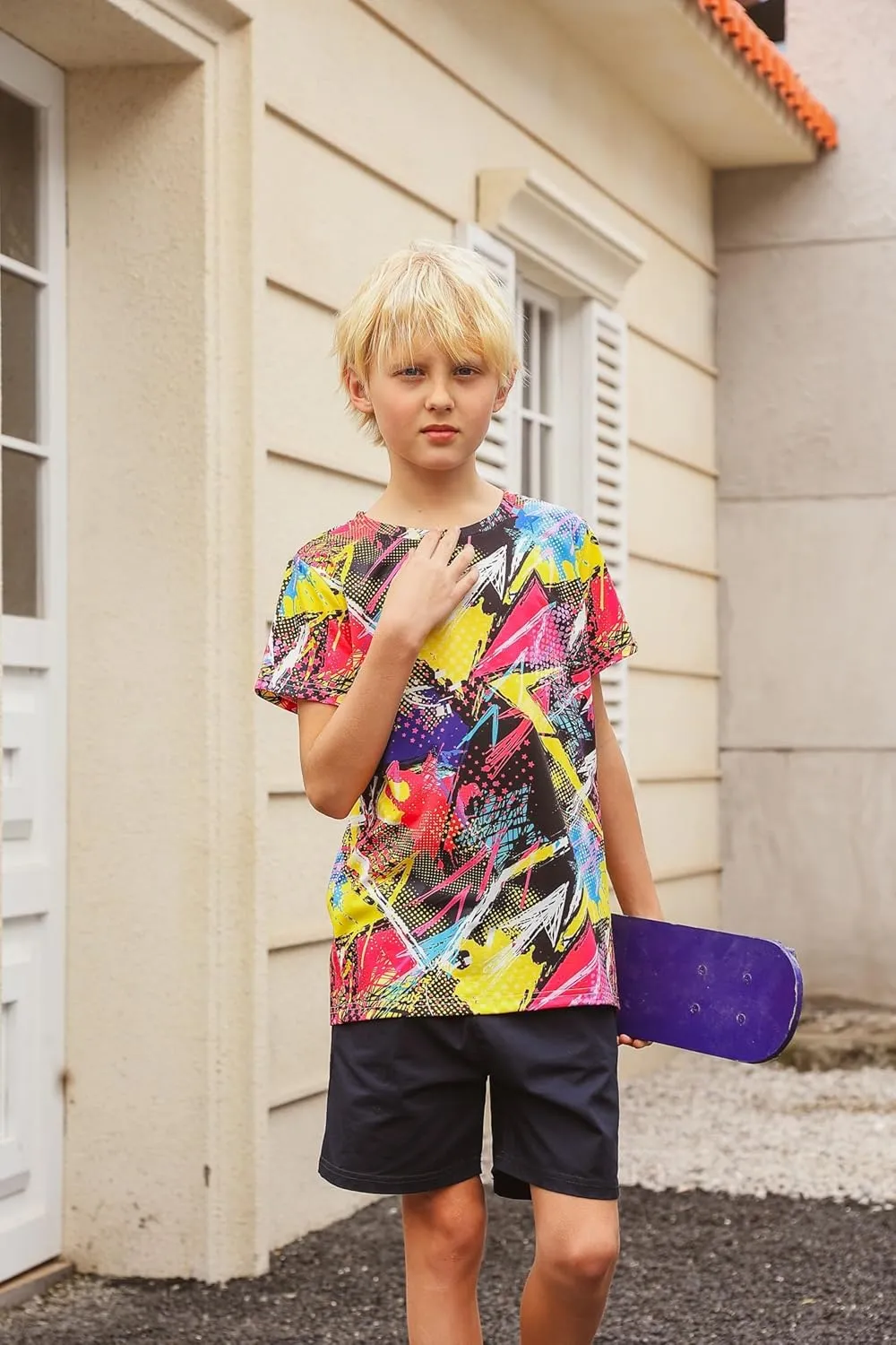 Idgreatim Boys T-Shirts Cool 3D Graphic Short Sleeve Tee Shirt 4-14 Years