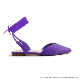 IVY-56 POINTED D'ORSAY BACK ANKLE TIE UP FLAT-PURPLE