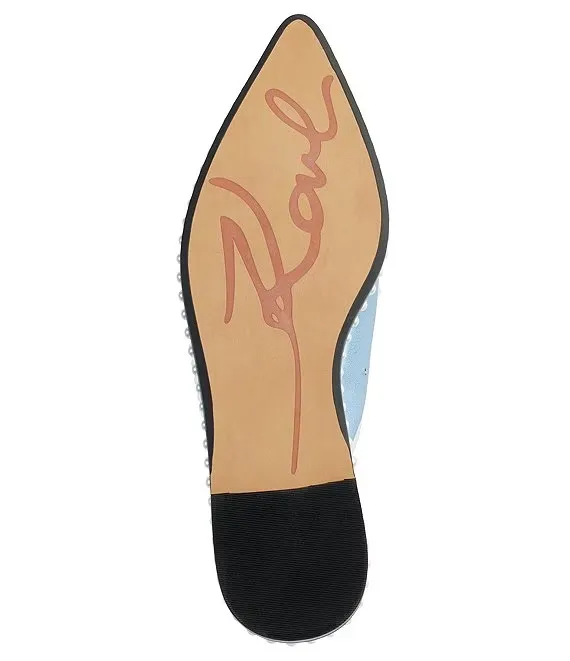 KARL LAGERFELD PARIS VYRA METALLIC PEARL CHAIN LEATHER MULES