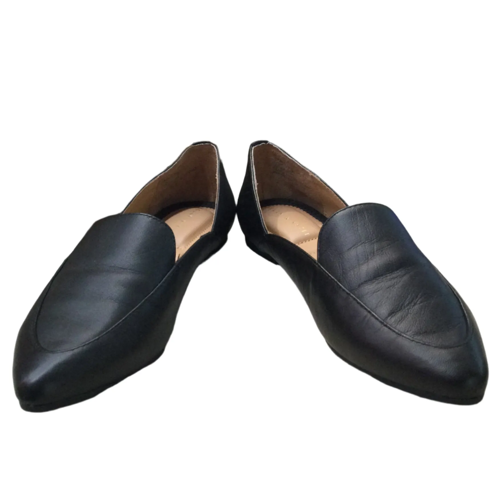 KELLY & KATIE JOLENE SLIP ON FLATS BLACK LEATHER SIZE 7.5