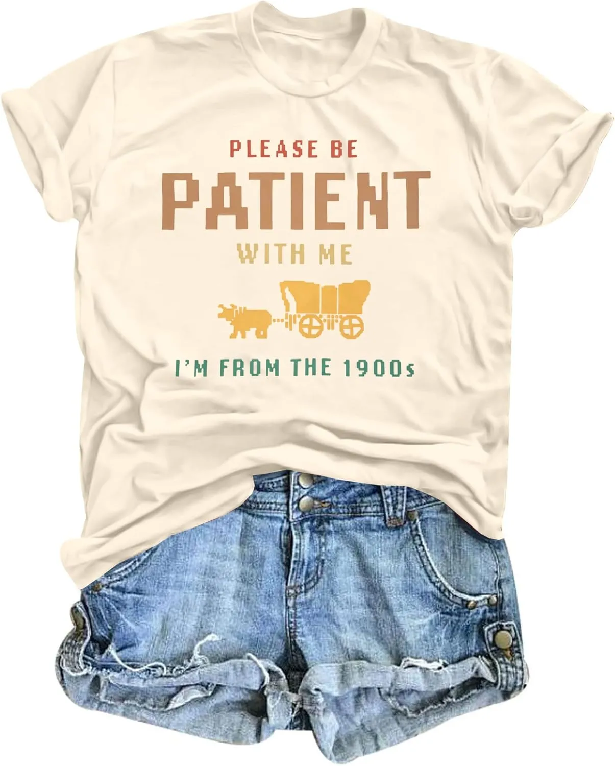 KIDDAD Please Be Patient with Me Im from The 1900s Shirts 1900s Tshirt Vintage Graphic Shirt Funny Short Sleeve Tee Top