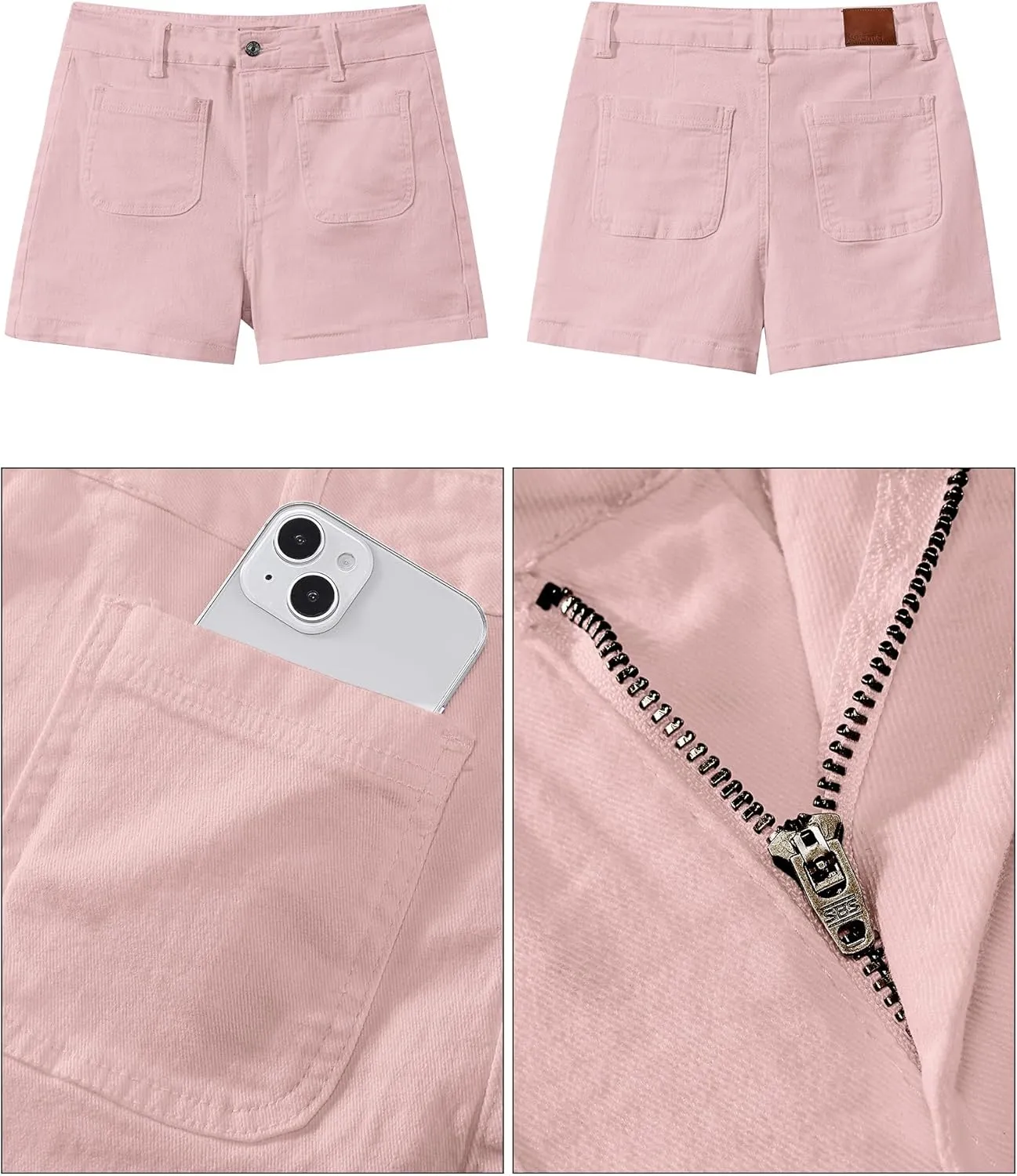 luvamia Jean Shorts for Women High Waisted Trendy Flat Pockets Cutoff Stretchy Denim Shorts Casual Summer