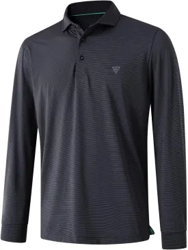 M MAELREG Short and Long Sleeve Polo Shirts for Men Dry Fit Performance Moisture Wicking Sport Pin Striped Mens Golf Shirts