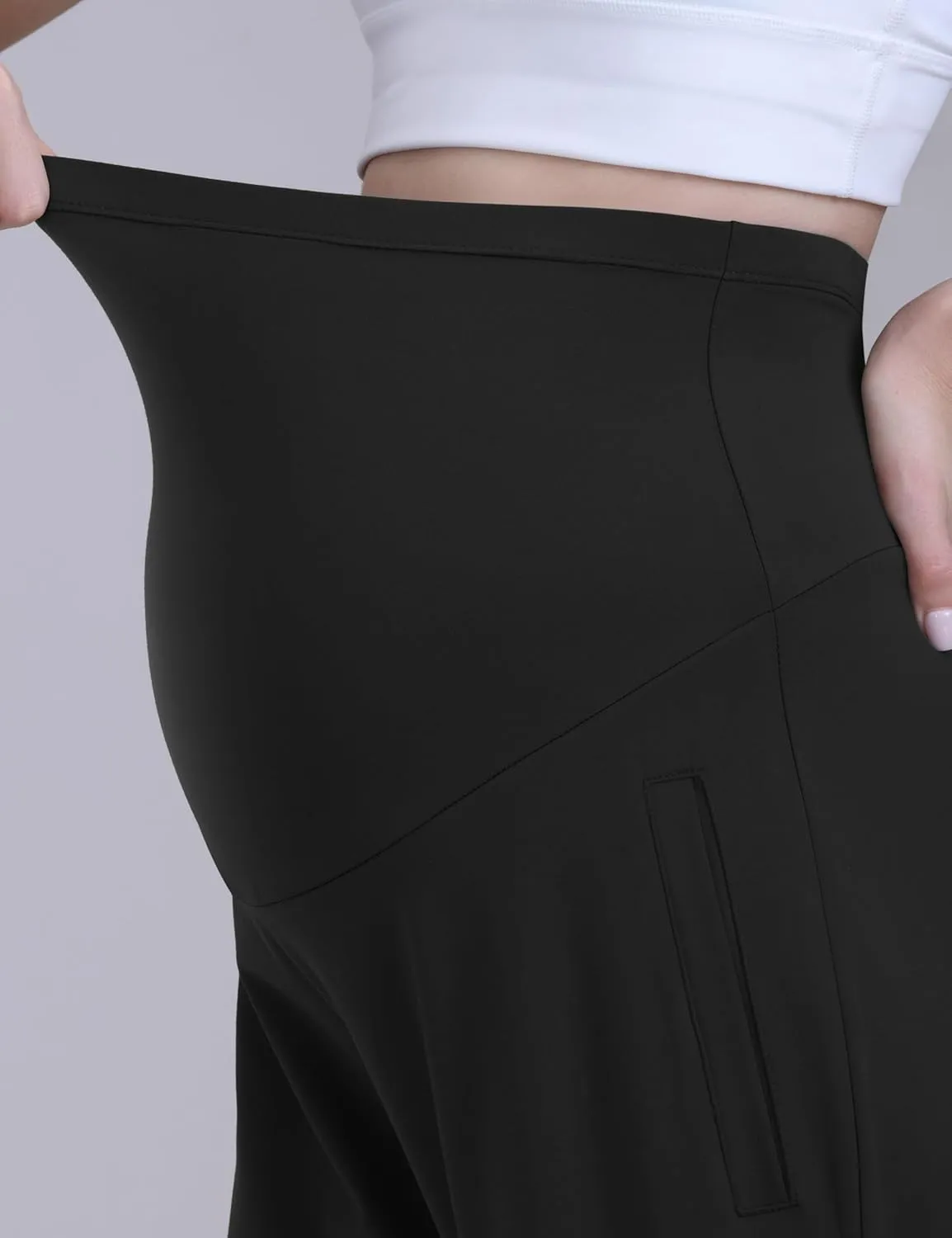 Maternity Joggers Pants Over Belly Track Cuff Workout Lounge Stretchy Pregnancy Sweatpants with Pockets