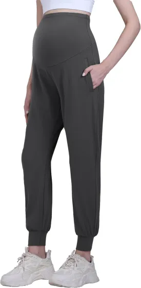 Maternity Joggers Pants Over Belly Track Cuff Workout Lounge Stretchy Pregnancy Sweatpants with Pockets