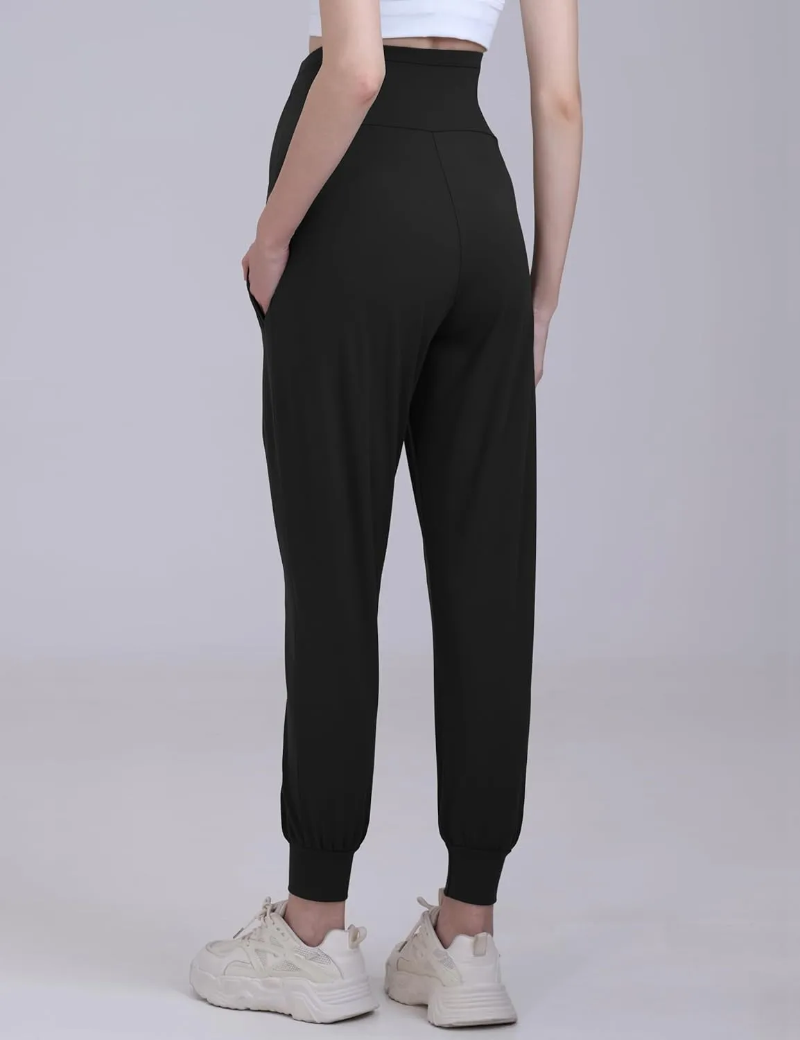 Maternity Joggers Pants Over Belly Track Cuff Workout Lounge Stretchy Pregnancy Sweatpants with Pockets