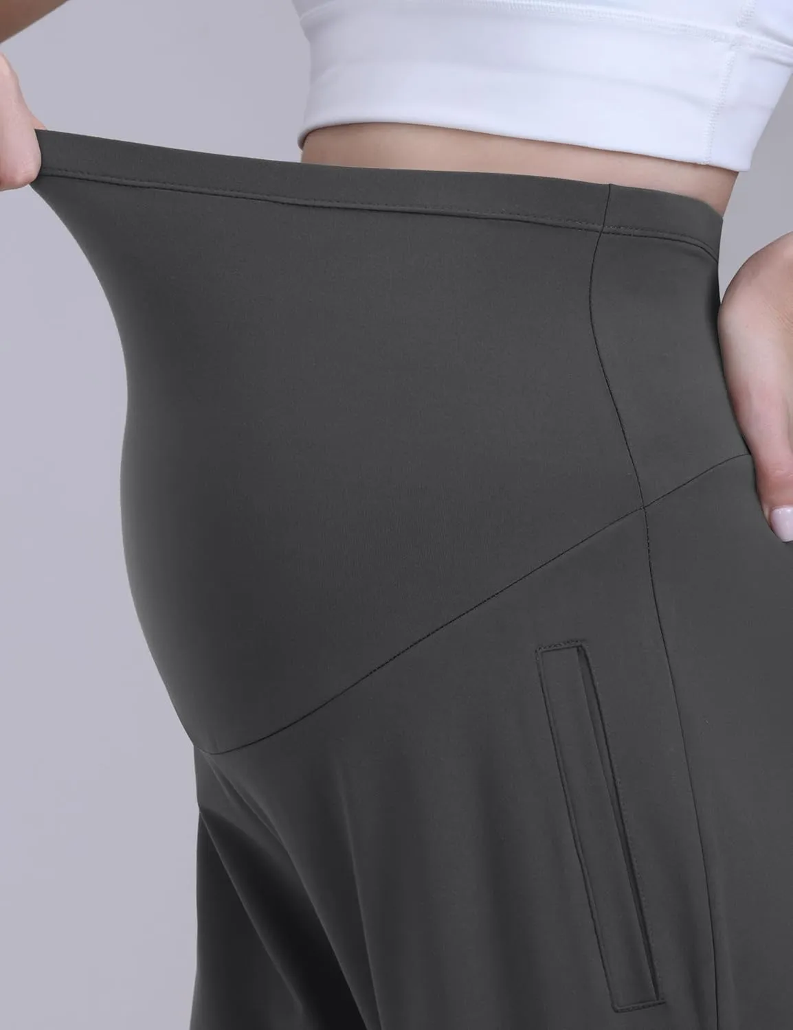 Maternity Joggers Pants Over Belly Track Cuff Workout Lounge Stretchy Pregnancy Sweatpants with Pockets