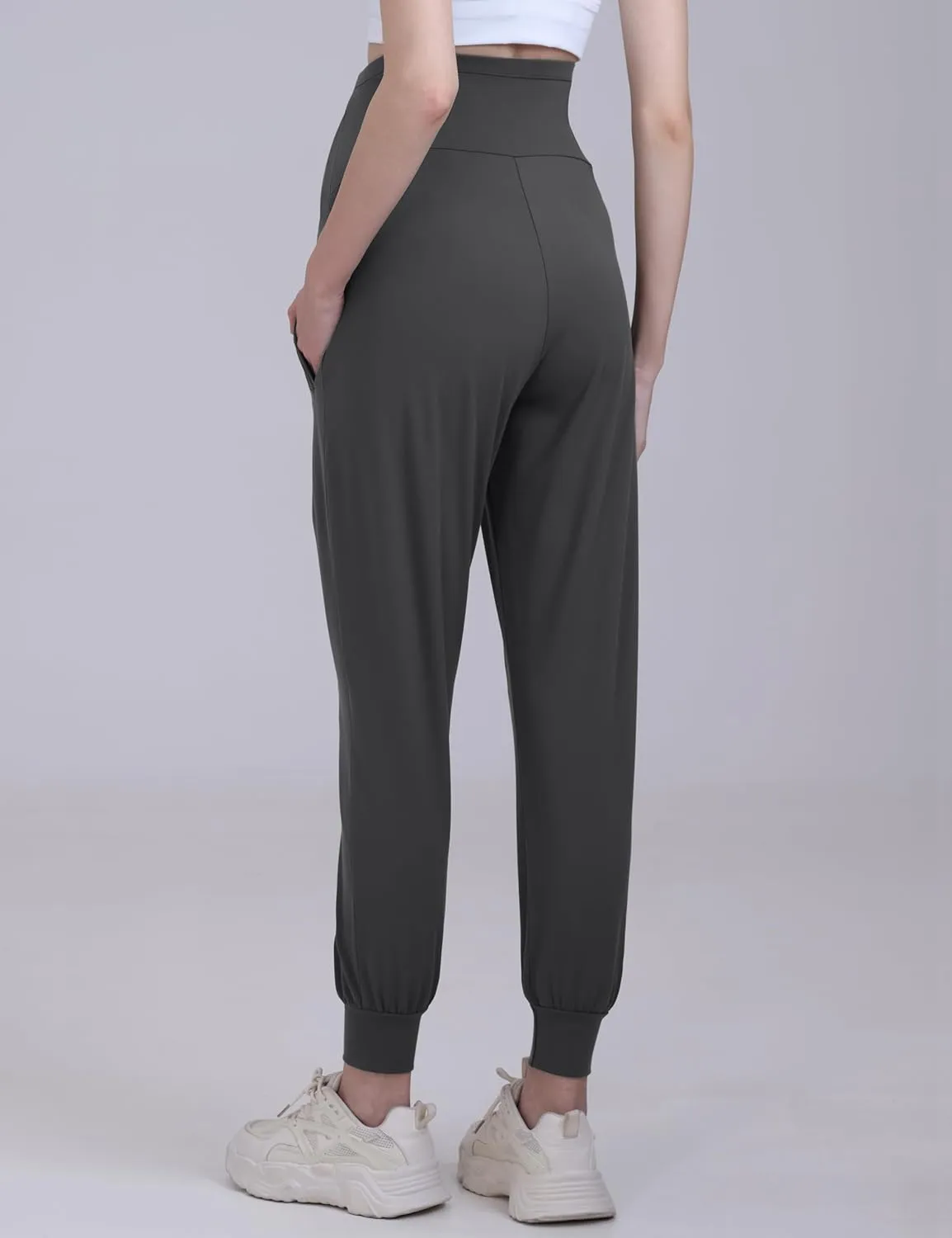 Maternity Joggers Pants Over Belly Track Cuff Workout Lounge Stretchy Pregnancy Sweatpants with Pockets
