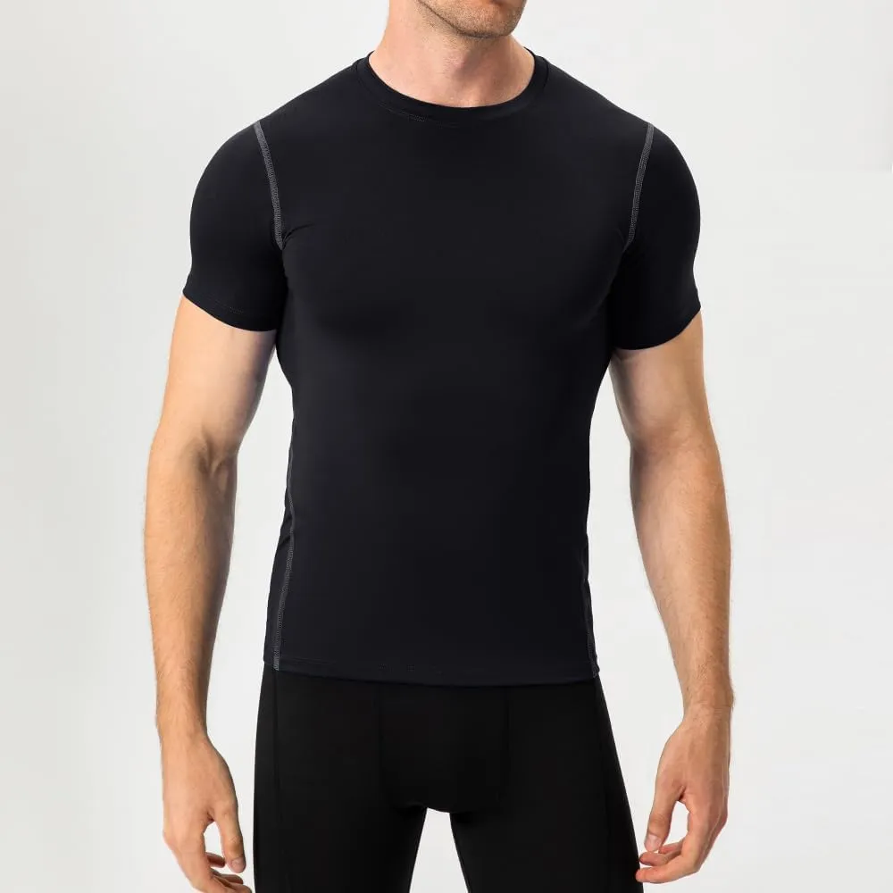Men's Compression Shirts Short Sleeve Athletic Workout T-Shirts Sports Cool Dry Top Active Undershirt Performance Base Layer