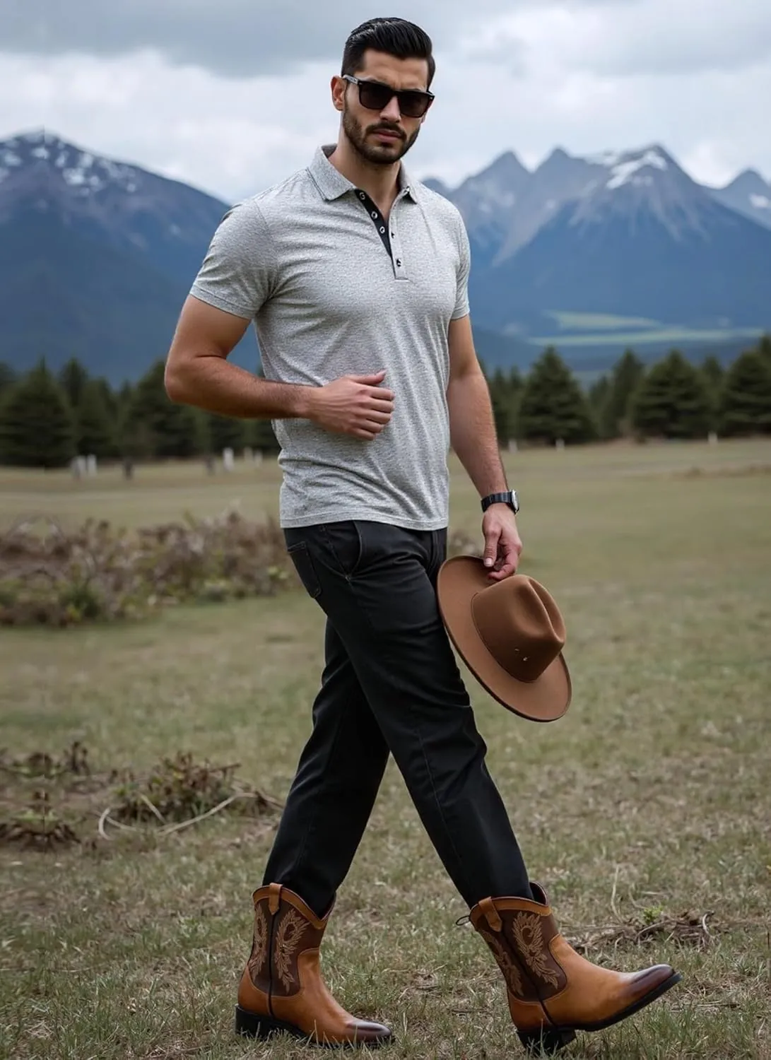 Mens Polo Golf Shirts Casual Short Sleeve Button Up Collared T-Shirt Fashion Work Business Tee Tops