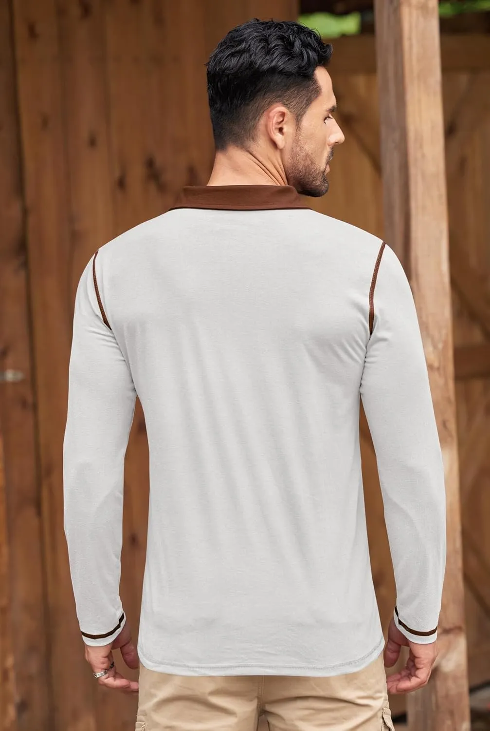 Mens Polo Shirts Long Sleeve Casual Workout Golf Classic Poloshirt (S-XXL)
