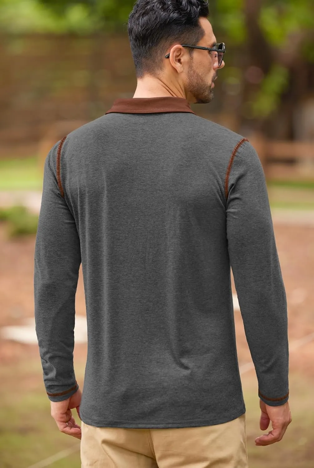 Mens Polo Shirts Long Sleeve Casual Workout Golf Classic Poloshirt (S-XXL)