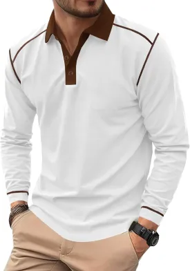 Mens Polo Shirts Long Sleeve Casual Workout Golf Classic Poloshirt (S-XXL)