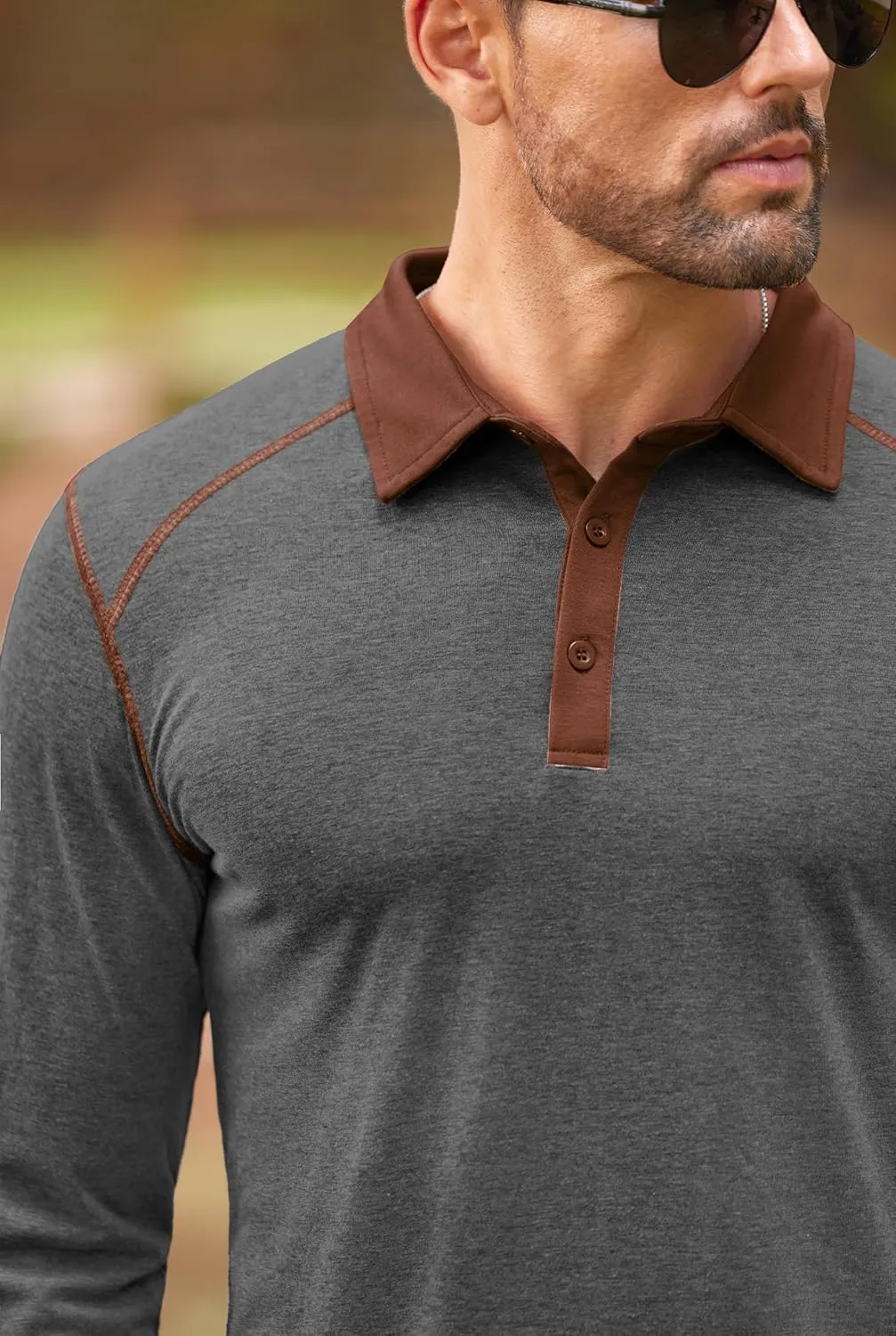 Mens Polo Shirts Long Sleeve Casual Workout Golf Classic Poloshirt (S-XXL)