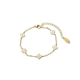 Mini Clover Bracelet White and Gold