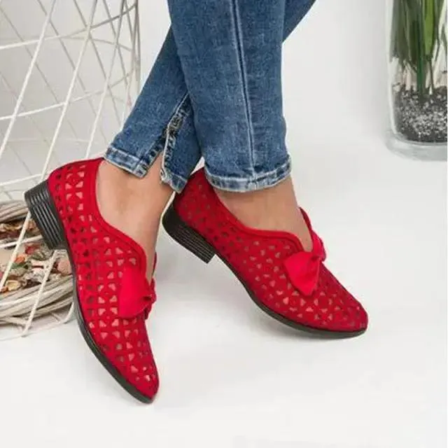 New Fashion Bowtie Pointed Flat Shoes Women