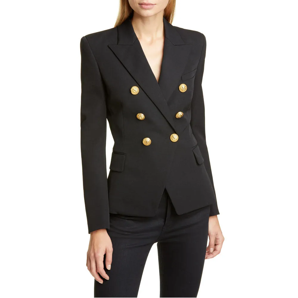 Office Style Pure Color Short Double-breasted Button Blazer