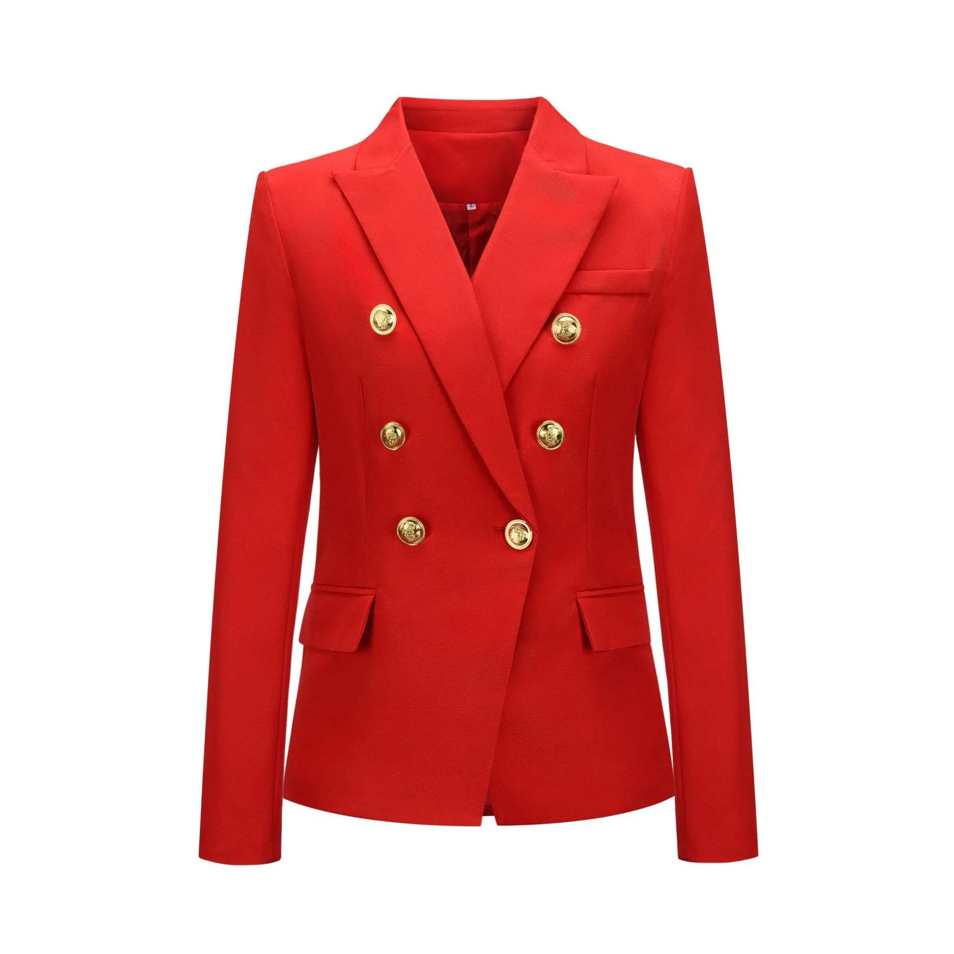 Office Style Pure Color Short Double-breasted Button Blazer