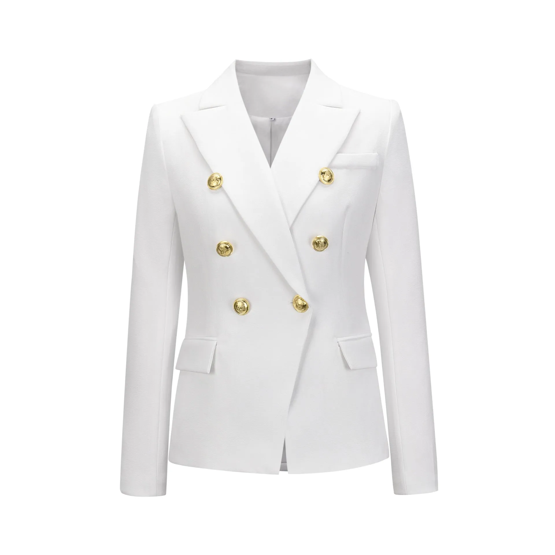 Office Style Pure Color Short Double-breasted Button Blazer
