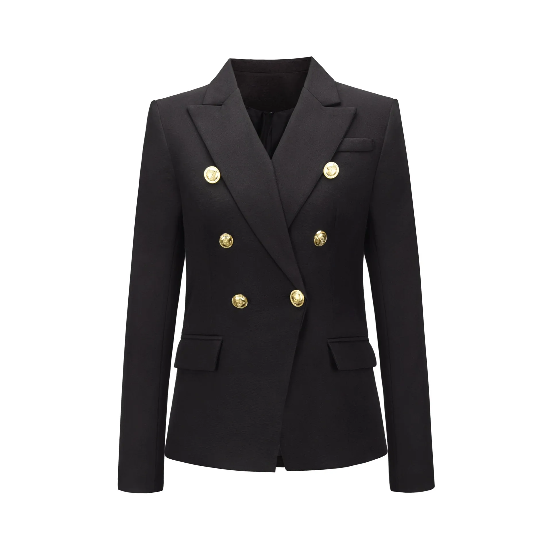 Office Style Pure Color Short Double-breasted Button Blazer