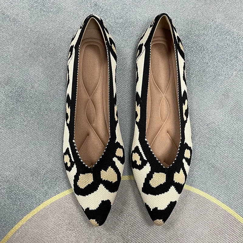 Pointed head shallow mouth flat sole shoes fly woven multi-color commuter shoes boat shoes