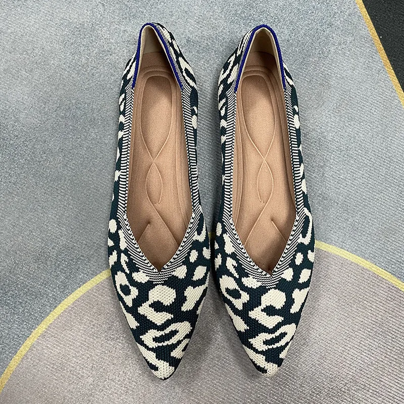 Pointed head shallow mouth flat sole shoes fly woven multi-color commuter shoes boat shoes