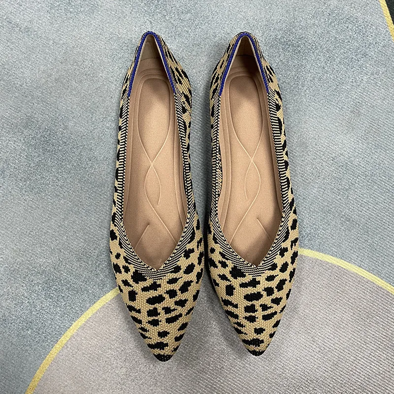 Pointed head shallow mouth flat sole shoes fly woven multi-color commuter shoes boat shoes