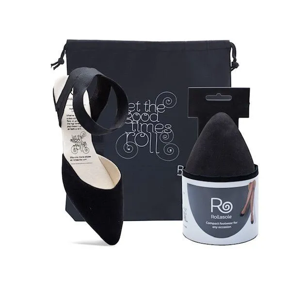 Rollasole Black Pointed Flats