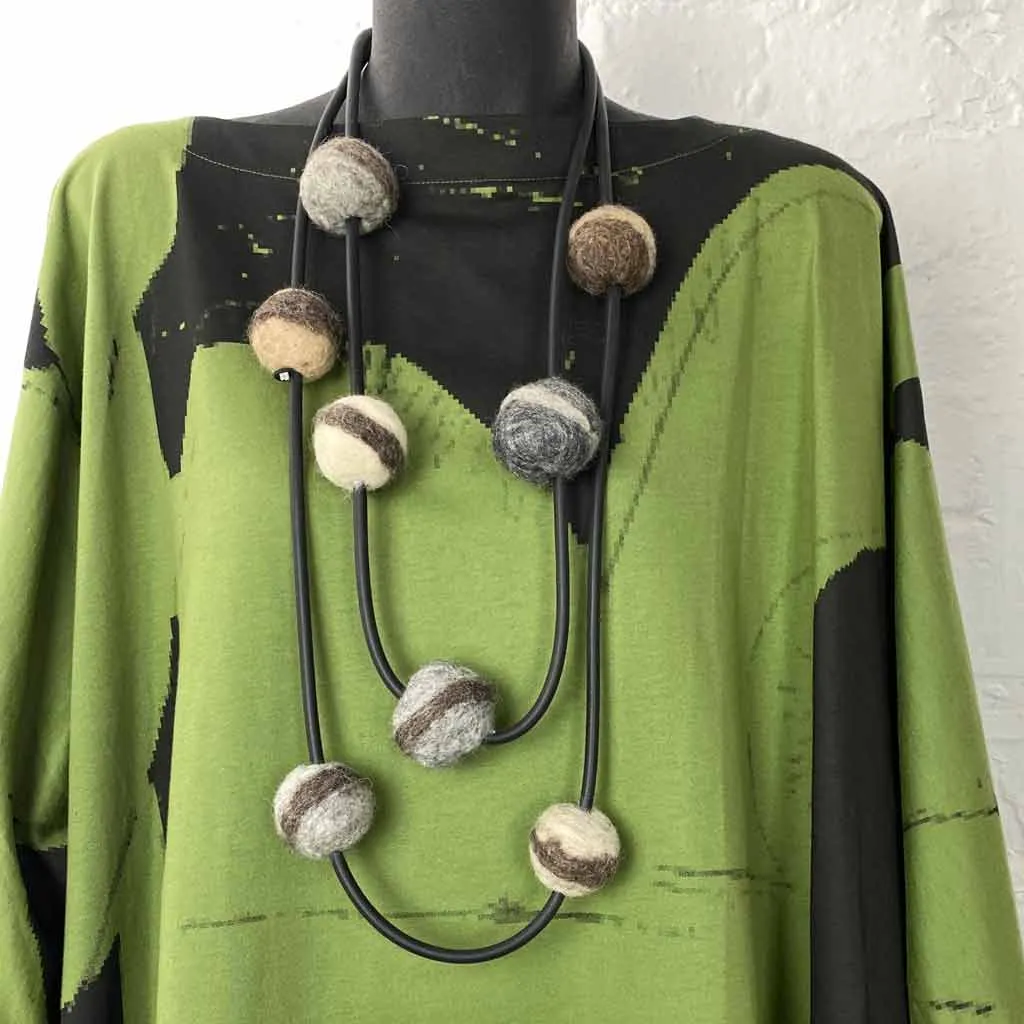 rustic chunky felt bead necklace