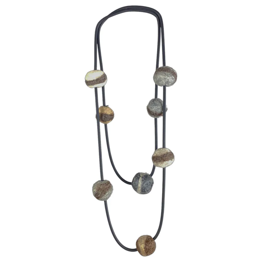 rustic chunky felt bead necklace